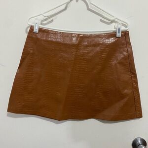 Cider Brown Faux Croc Mini Skirt